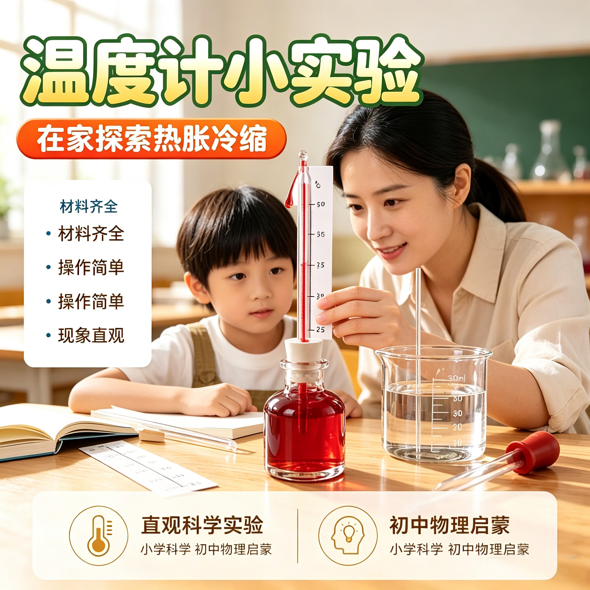 学生自制温度计物理实验器材图片