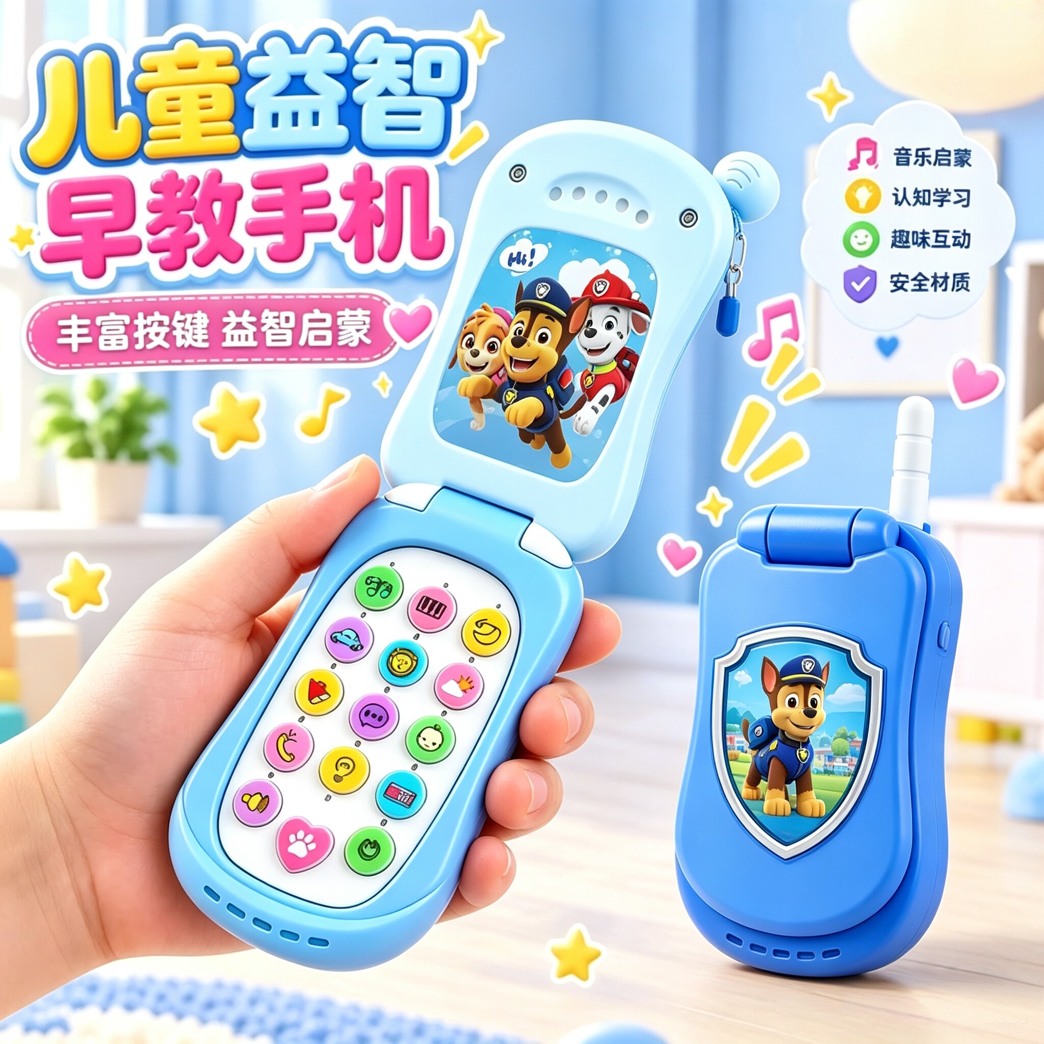 儿童手机玩具2026新款宝宝益智早教婴幼儿仿真音乐电话模型可充电