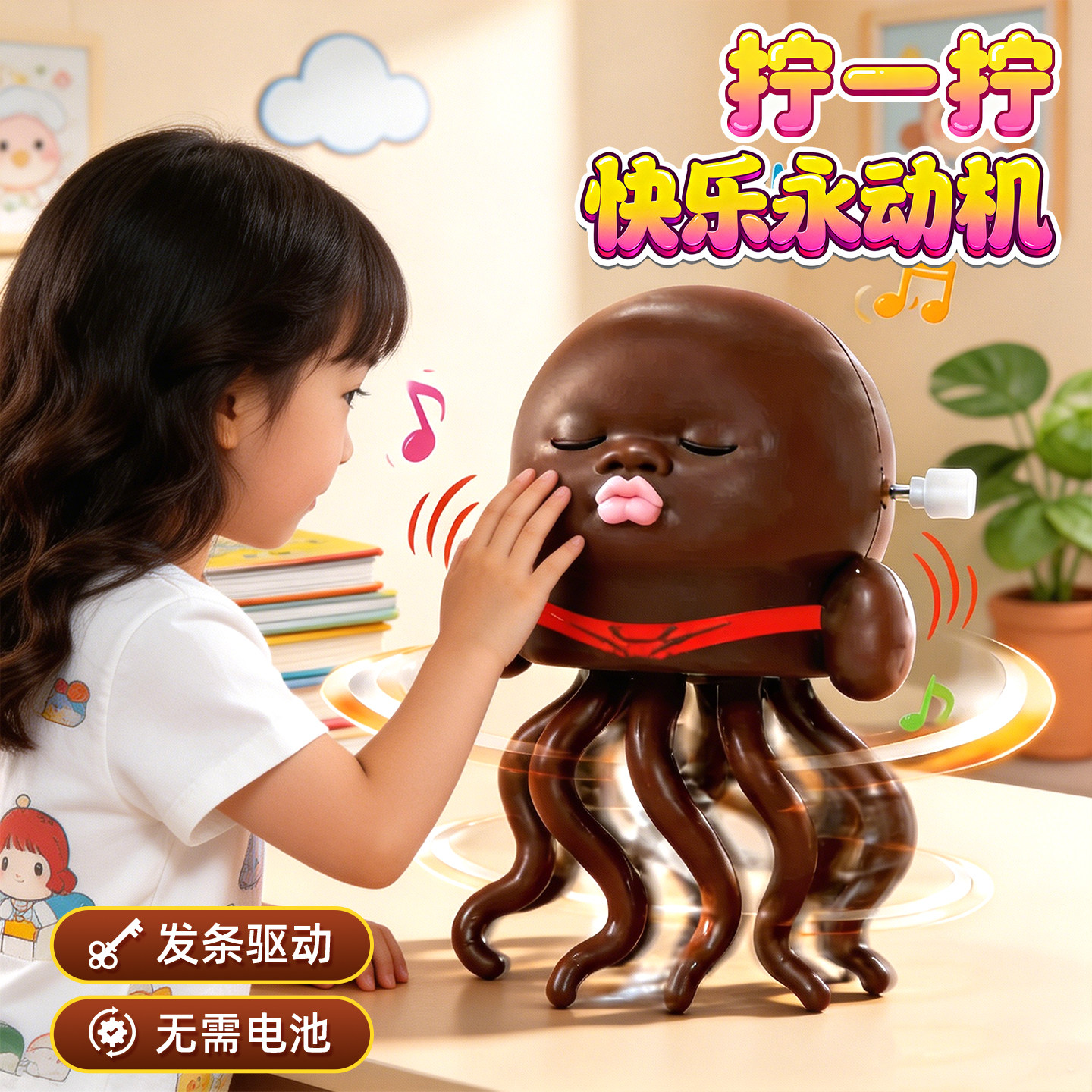 娜塔莎娃娃发条上链跳舞小丑娃八爪鱼玛塔莎黑娃扭扭创意搞怪玩具