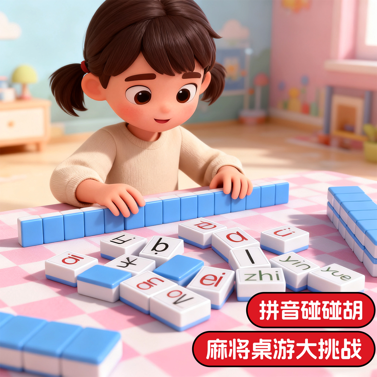 拼音麻将儿童益智亲子桌游