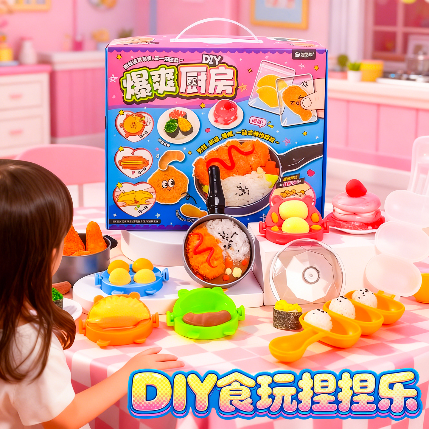 儿童爆爽厨房捏捏情景手工diy