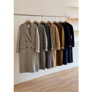 巴黎街头双面手缝全羊毛大衣戗驳领老钱风韩系 015