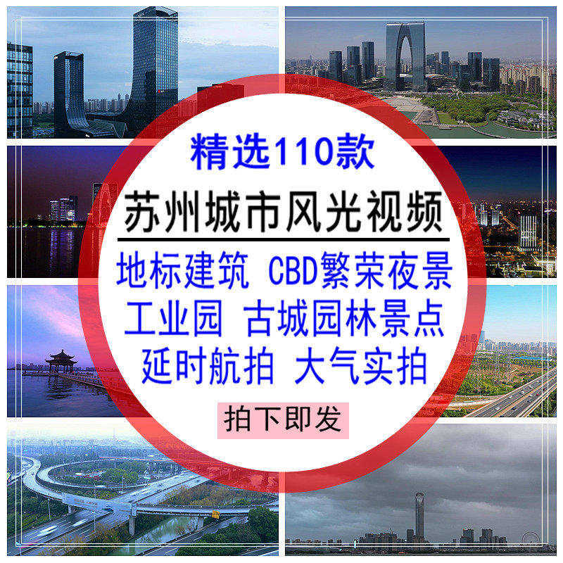 苏州城市风光视频素材地标建筑CBD旅游动态自媒体高清剪辑4K背景图片