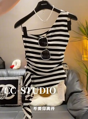 南油系列清货！法式复古条纹抹胸吊带背心夏性感修身辣妹短款上衣