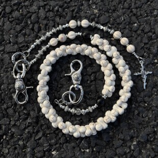 白松石骨头裤链原创手作拼接美式小众包包挂件穿搭配饰CH扣头腰链