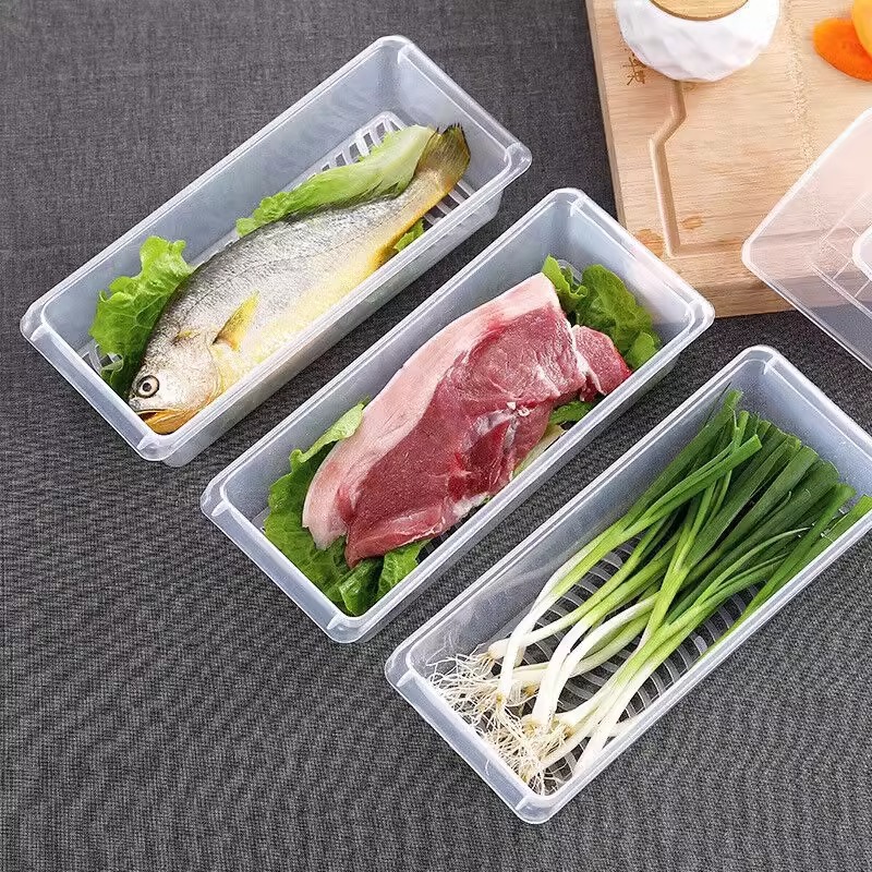冰箱冷冻肉收纳盒子食品级塑料保鲜盒透明带盖密封储物盒