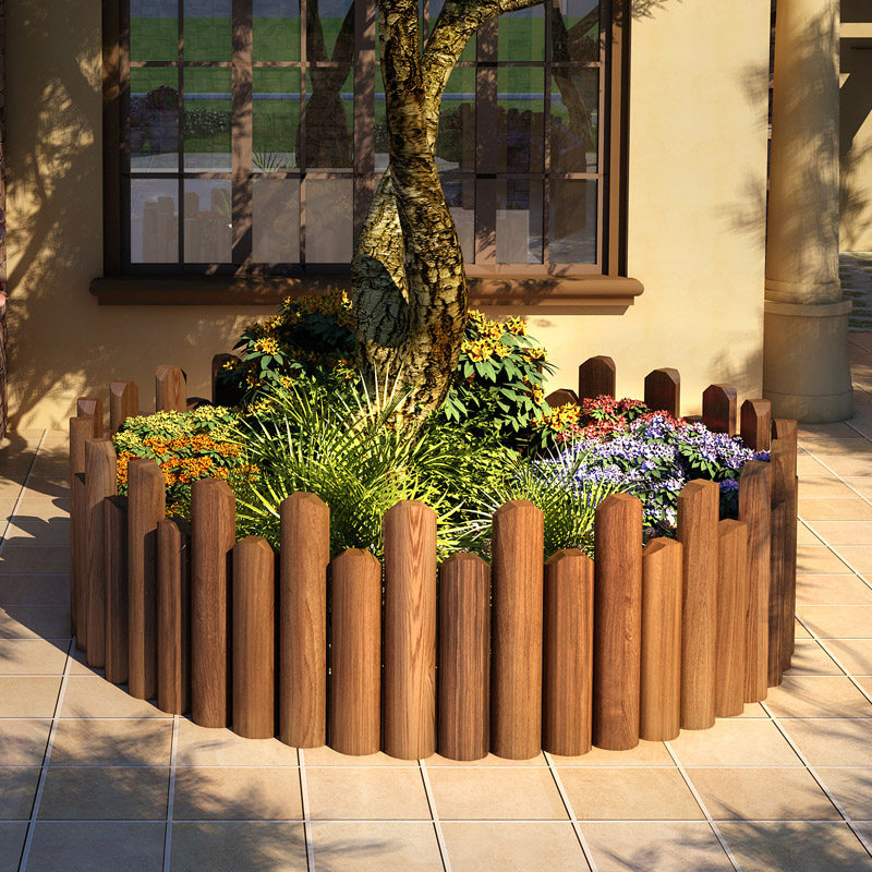 防腐木栅栏围栏室外菜园小篱笆宠物户外花园庭院装饰花盆插地木桩