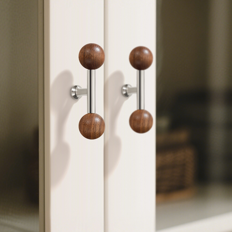 柜门拉手法式衣柜子把手中古风橱柜亮银色抽屉复古新中式单孔拉手