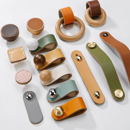 黄铜牛皮抽屉柜门拉手