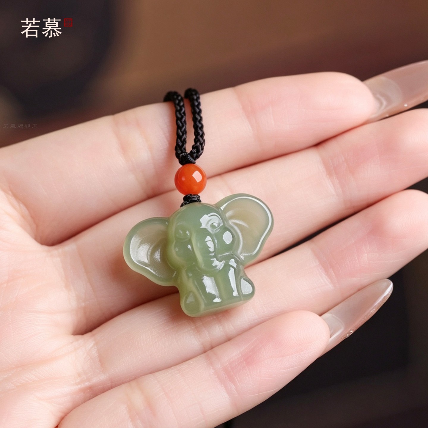 天然和田玉吉祥如意象项链