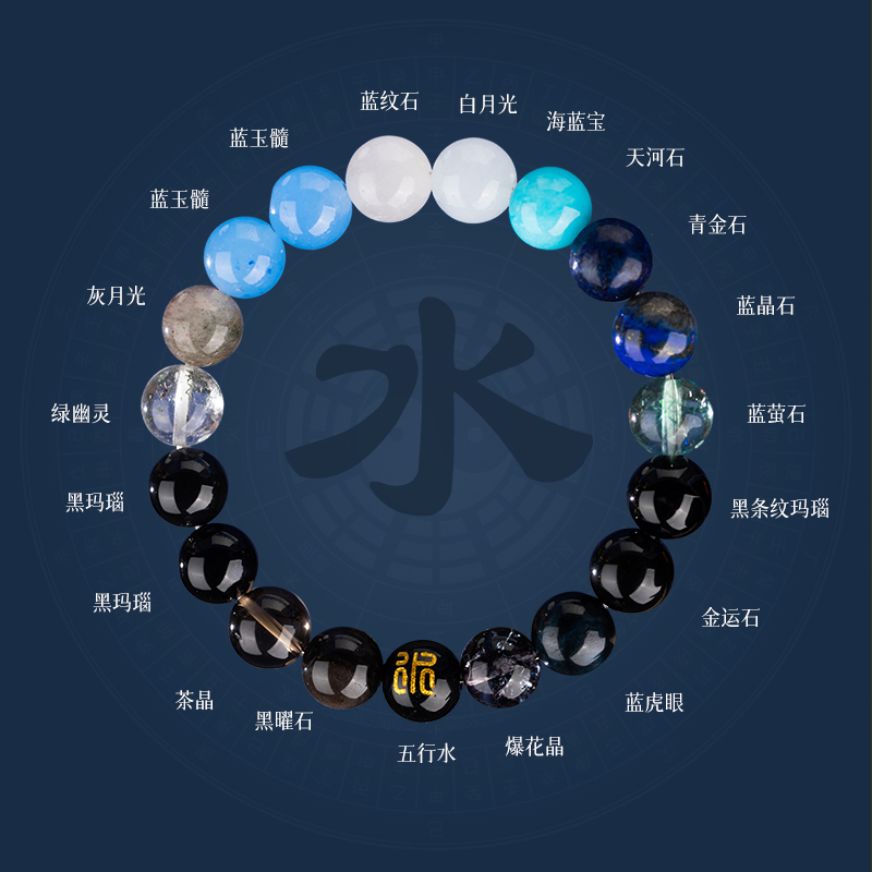若慕男女水晶轻奢小众五行手链
