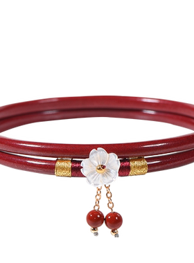 朱砂手镯本命年属虎叮当镯一对女心经手串镯子细古风天然虎年礼物