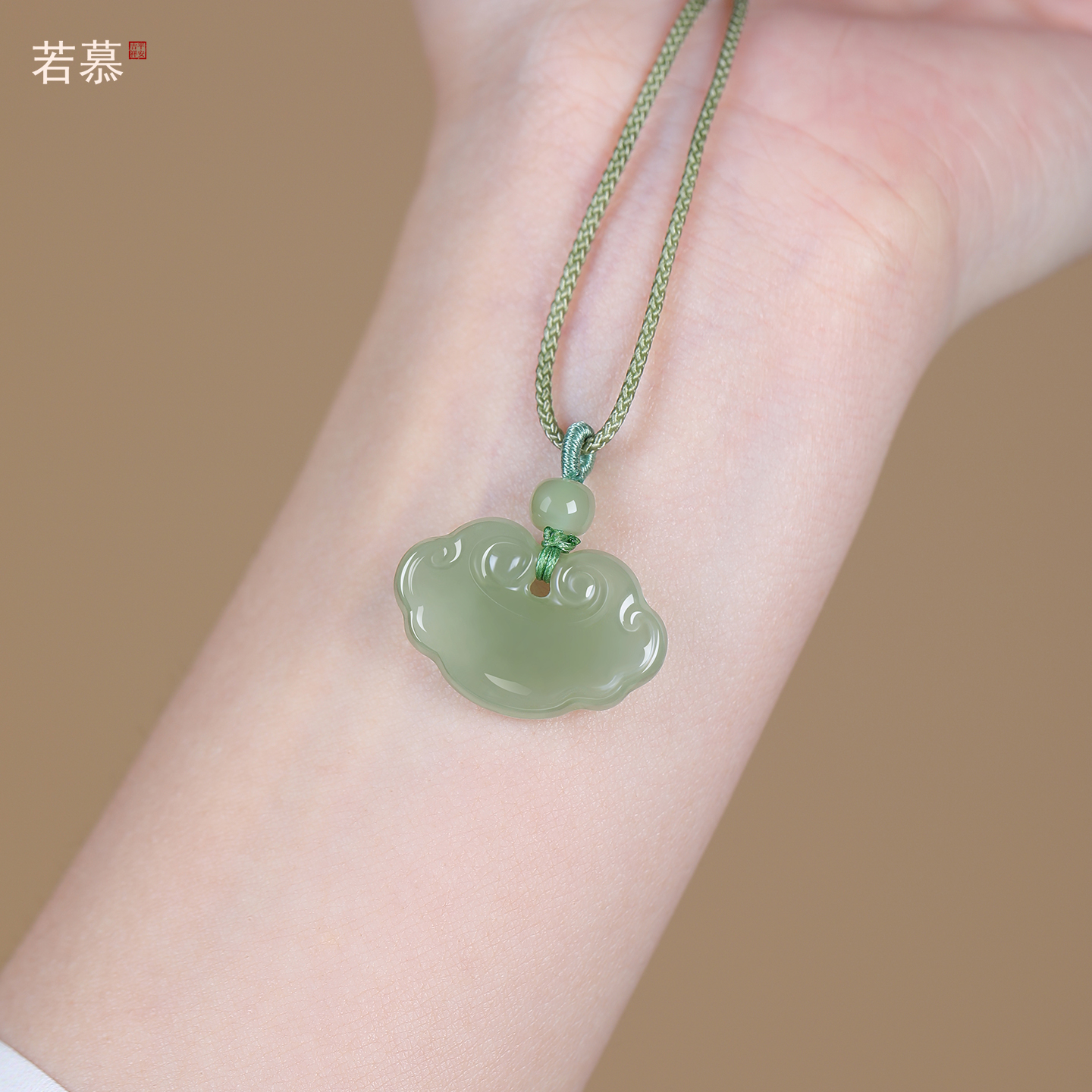 官方旗舰店和田玉如意锁吊坠男女宝宝平安长命锁项链青玉玉佩挂坠
