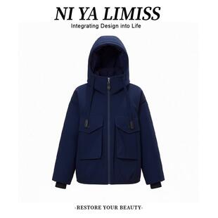 JOYIASS2025秋冬新款女士短款加绒连帽冲锋衣宽松工装服加厚短外