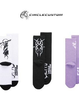 CITM 2022 基础款百搭常规印花袜子男女中筒袜街头外穿长袜三双装