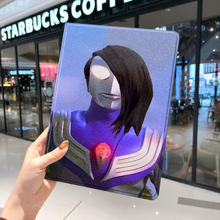 恶搞怪奥特曼2024款ipad10保护套pro2018苹果mini5外套ipod9迷你4壳air6适用2平板3带笔槽十7第8代ioad三折九