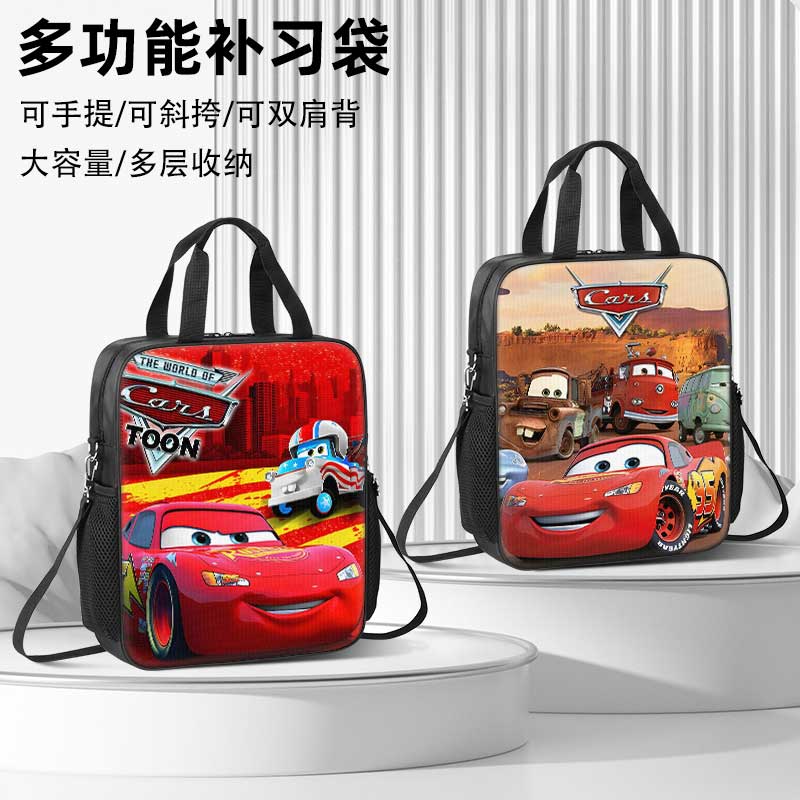 赛车总动员补习袋男孩小学生作业手提袋女学生拎书袋初中生补课包轻便帆布包儿童一年级美术袋手提包斜跨周边