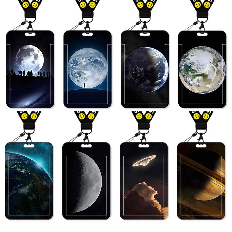 月球地球宇宙星球卡套饭卡校园卡身份证保护套公交卡学生水卡证件交通小卡片套工作证工牌证件套校牌挂绳防丢