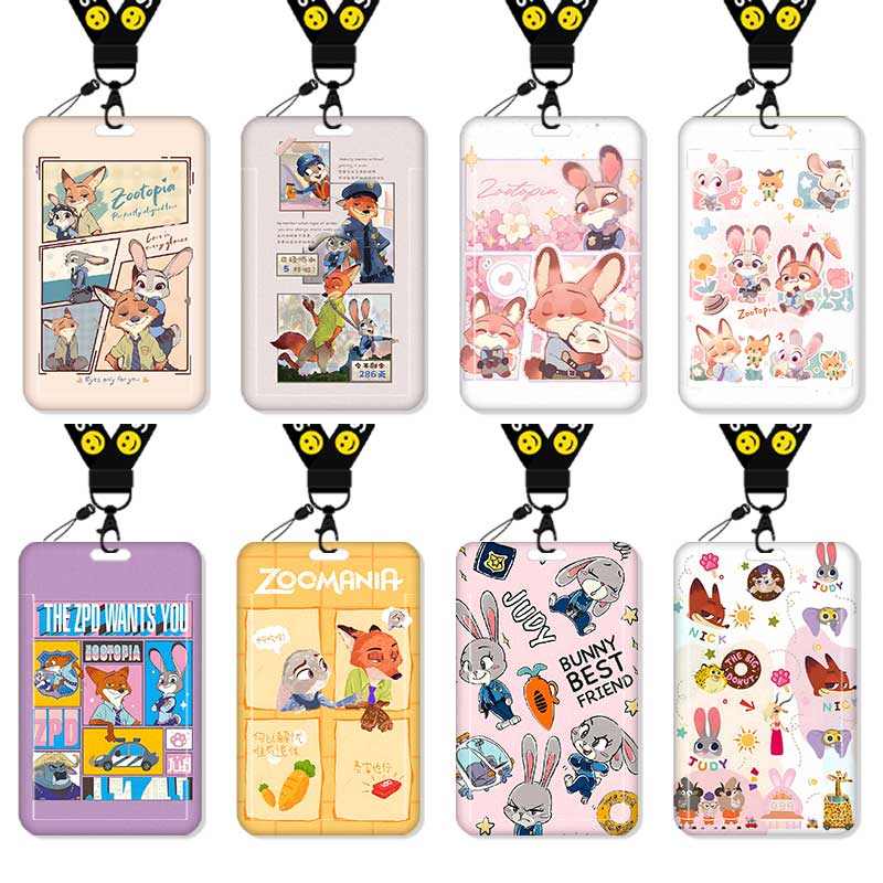疯狂动物城朱迪尼克卡套高颜值饭卡校园卡保护套公交卡学生水卡证件小卡片套工作证工牌证件套校牌挂绳二次元