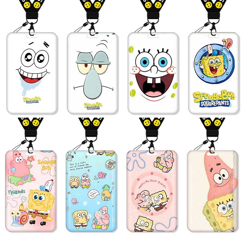 海绵宝宝卡通派大星卡套高颜值饭卡校园卡保护套公交卡学生水卡证件小卡片套工作证工牌证件套校牌挂绳可爱风