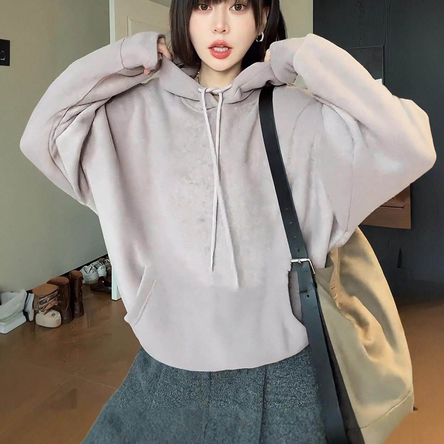 JOYIASS韩系连帽长袖卫衣女款2025新款秋冬季时尚洋气慵懒风宽松