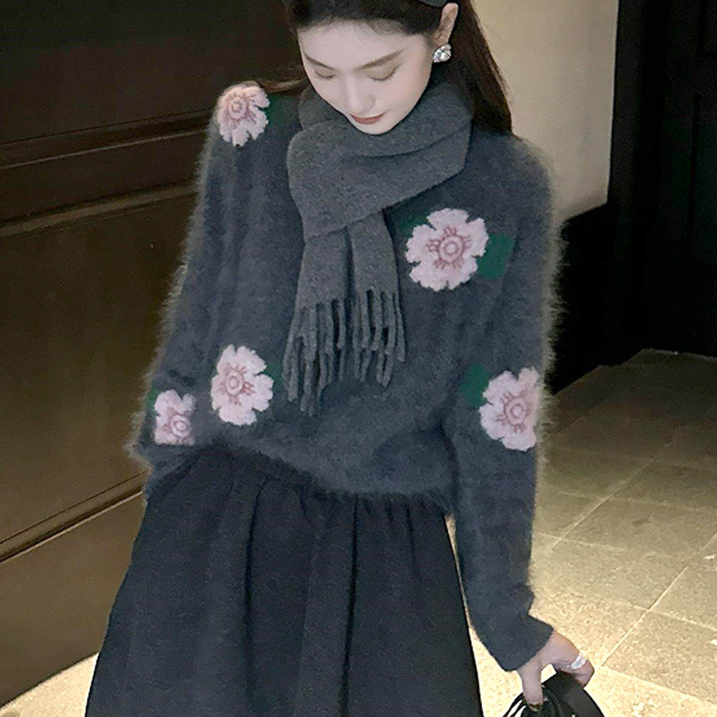 JOYIASS圆领马海毛软糯毛衣女款2025新款秋冬季可外穿内搭超好看