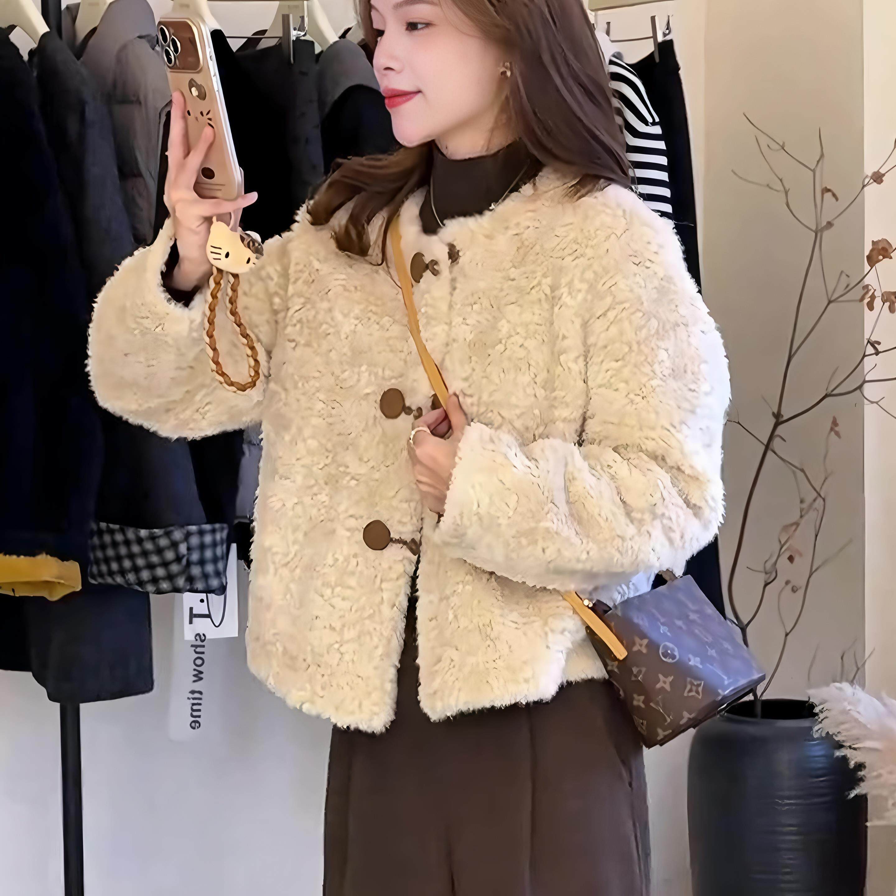 JOYIASS独特漂亮的初冬羊羔毛厚款外套女士2025新款秋冬季超好看