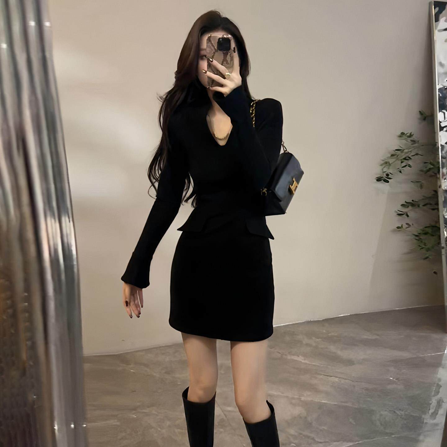 JOYIASS巨好看的冬装连衣裙女装2025新款秋冬季内搭打底气质款包