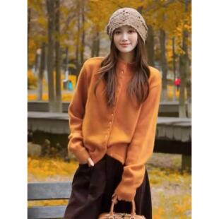 JOYIASS软糯绿色长袖毛衣开衫外套女2025新款秋冬季洋气高级感针