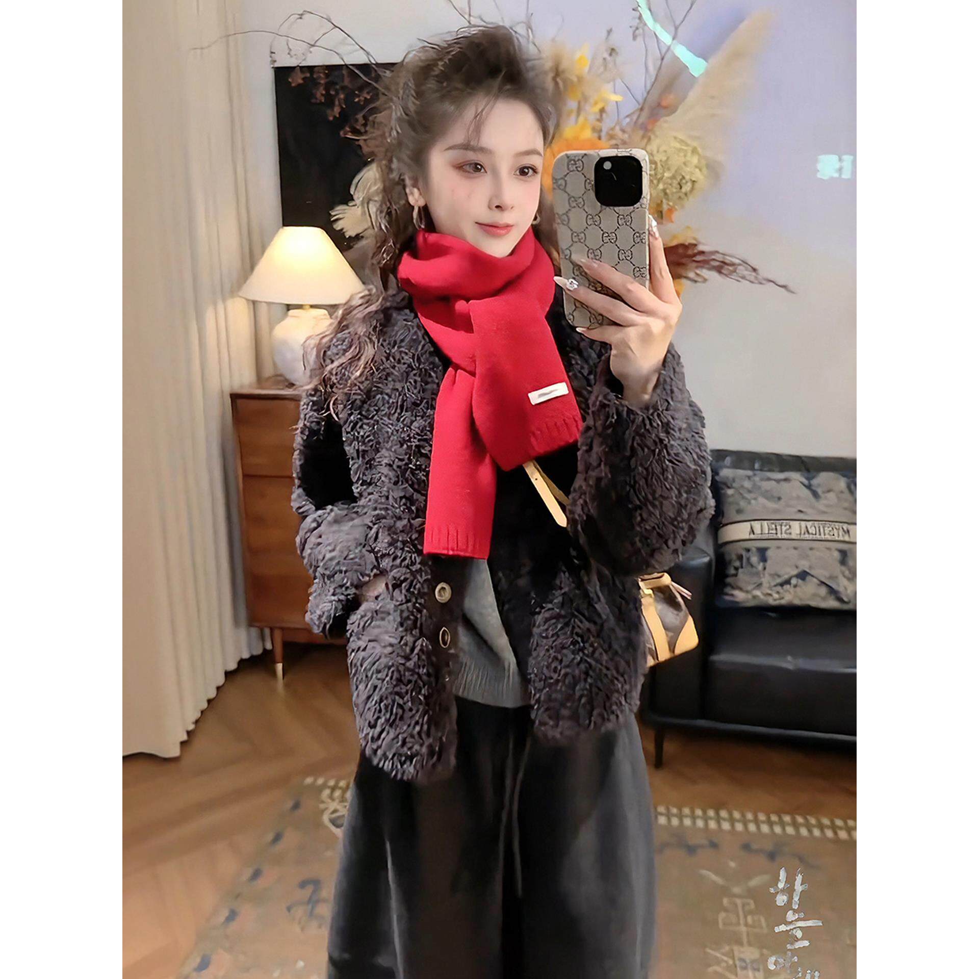JOYIASS独特漂亮初冬羊羔毛短款厚外套女2025新款秋冬季时尚洋气