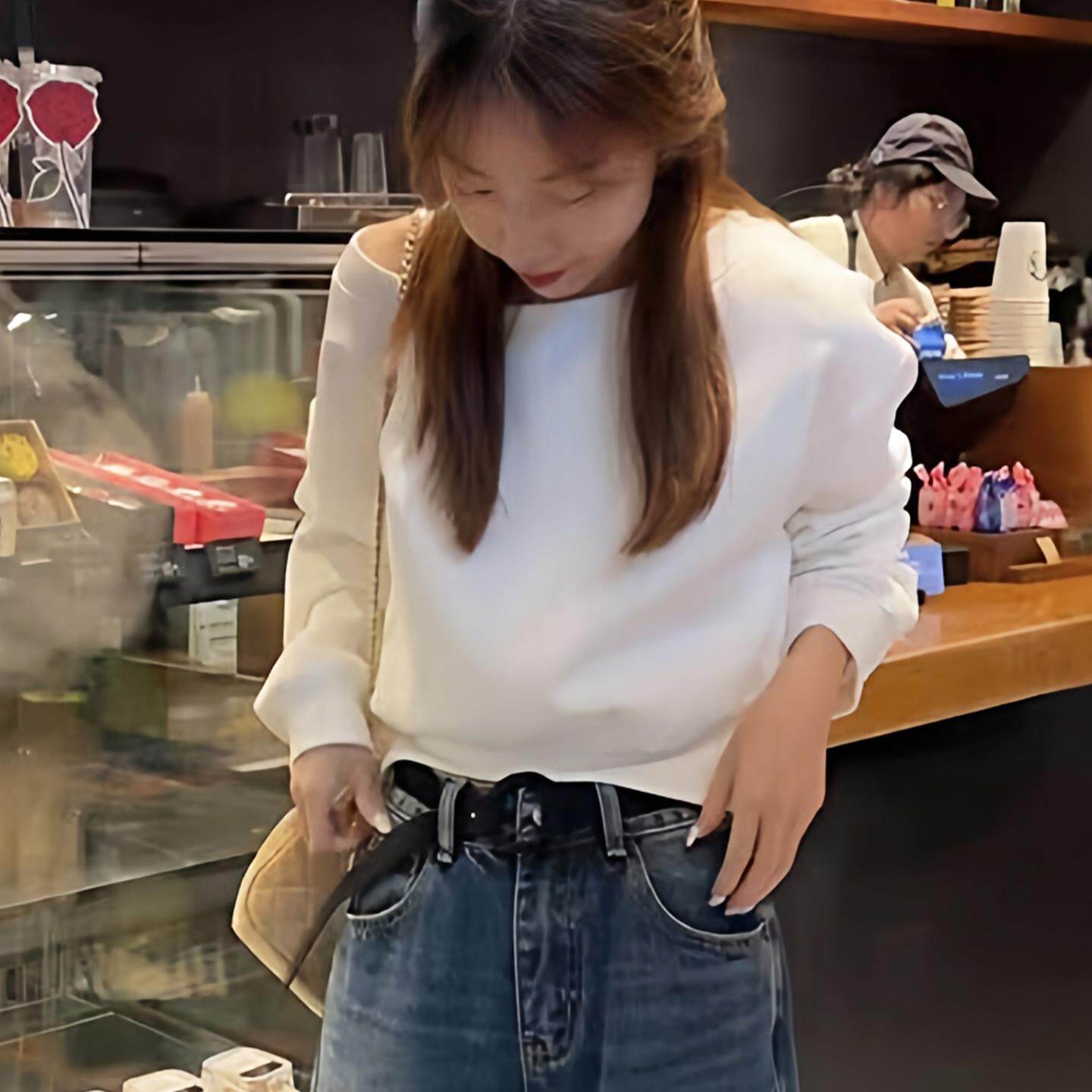 JOYIASS早秋慵懒风斜肩长袖卫衣无帽女2025新款时尚洋气宽松显瘦