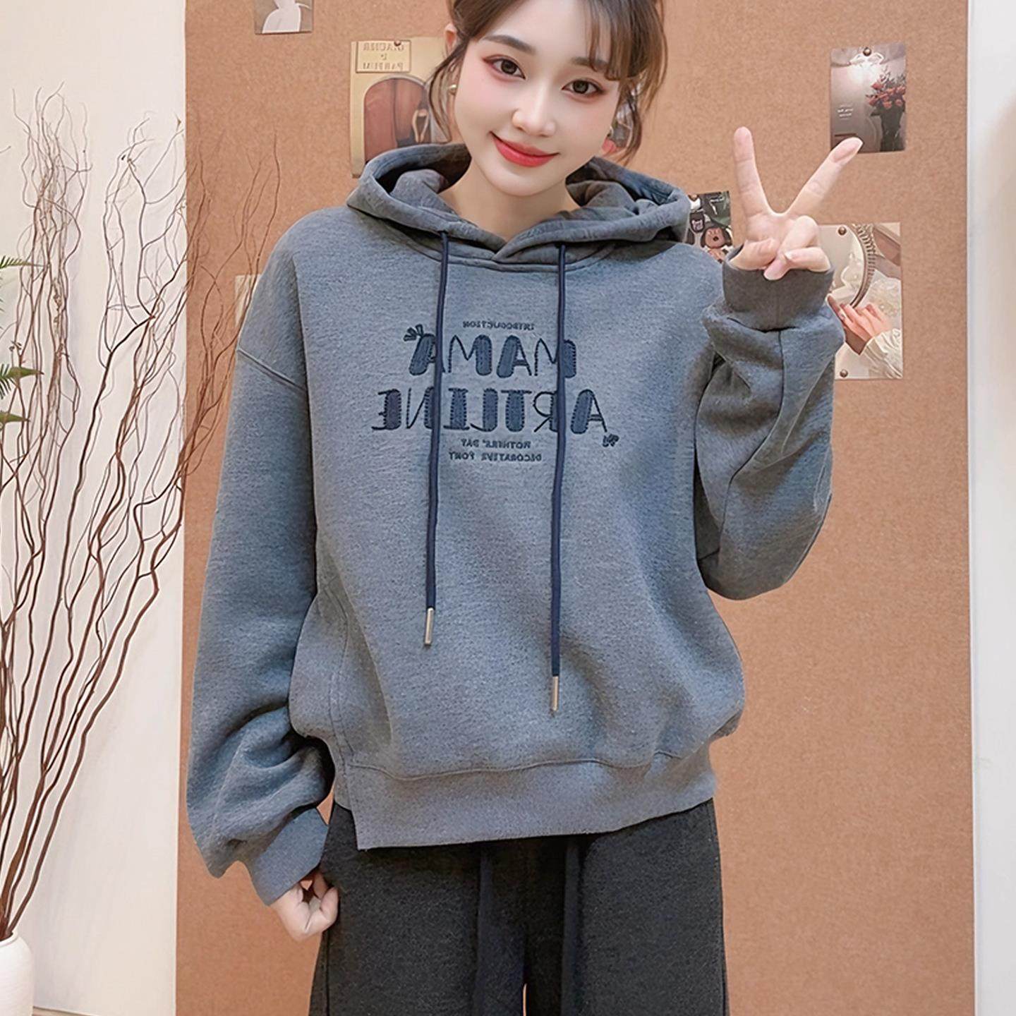 JOYIASS韩版连帽加绒加厚卫衣女款2025新款秋冬季爆款小个子时尚