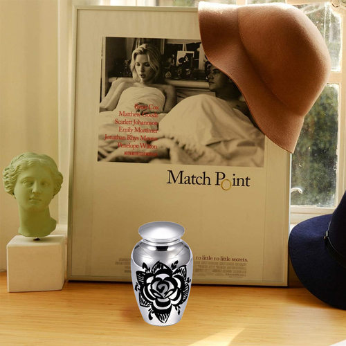 百年家事殡葬厂家人类骨灰瓮白玫瑰 合金骨灰盒 香水精油罐子 可