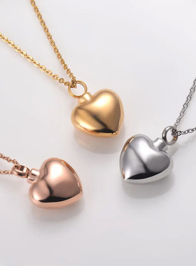 百年家事殡葬厂家源头厂家 不锈钢迷你心型宠物骨灰盒吊坠 骨灰纪