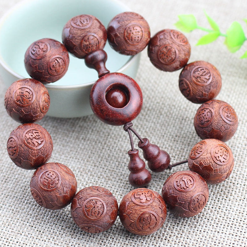 厂家血檀手串雕刻佛珠木串文玩非洲紫檀男女饰品礼物直播福利