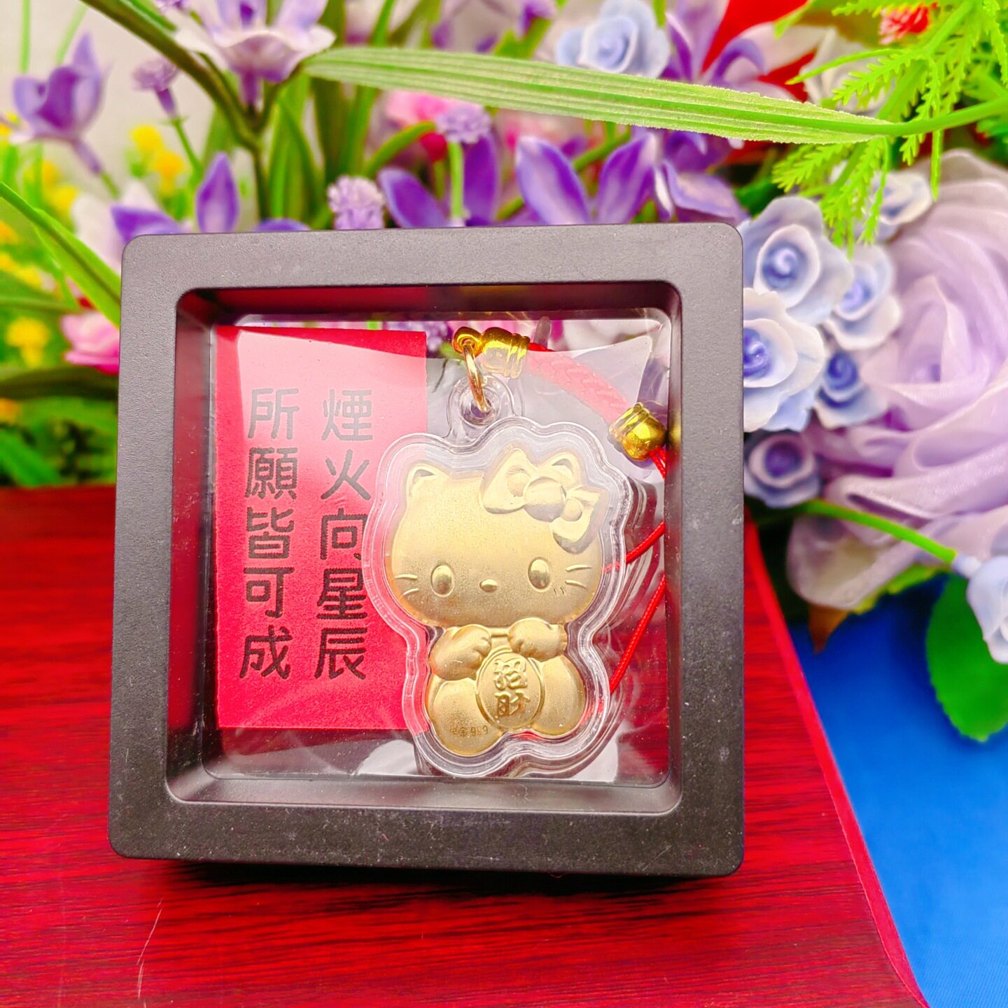 水贝同款迷你招财kT猫手机链凯蒂猫黄金钥匙扣KT猫包包挂件伴手礼
