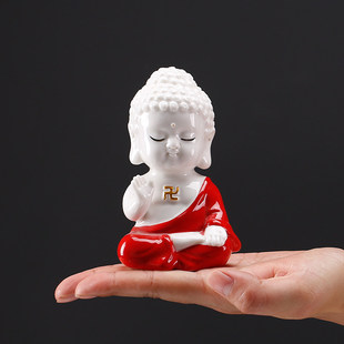 平安小如来汽车车载摆件创意陶瓷男士车内中控仪表台高档装饰用品