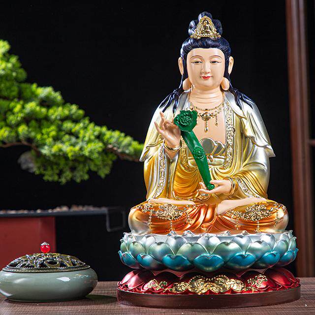 文殊普贤树脂佛像居家摆件华严三圣文殊普贤菩萨12寸16寸19寸26寸