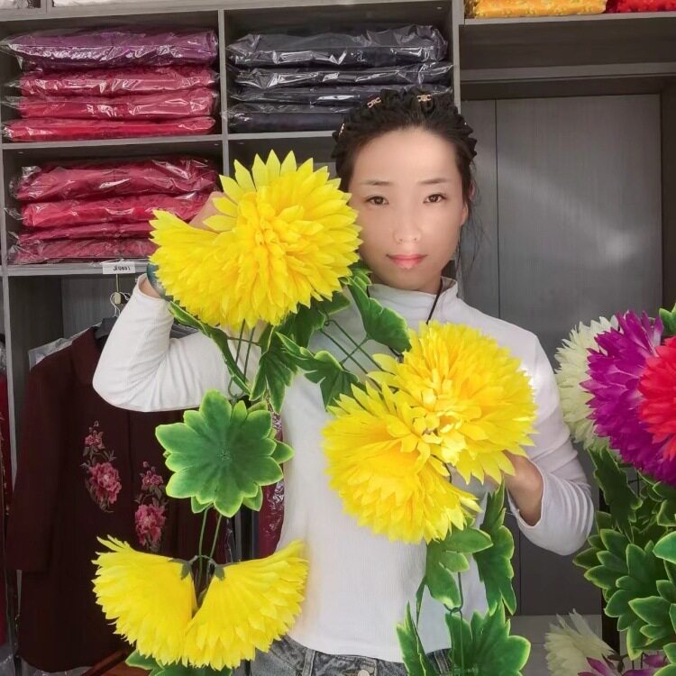 清明节扫墓花仿真发财菊藤条菊花花藤藤蔓假花装饰大红花上坟用