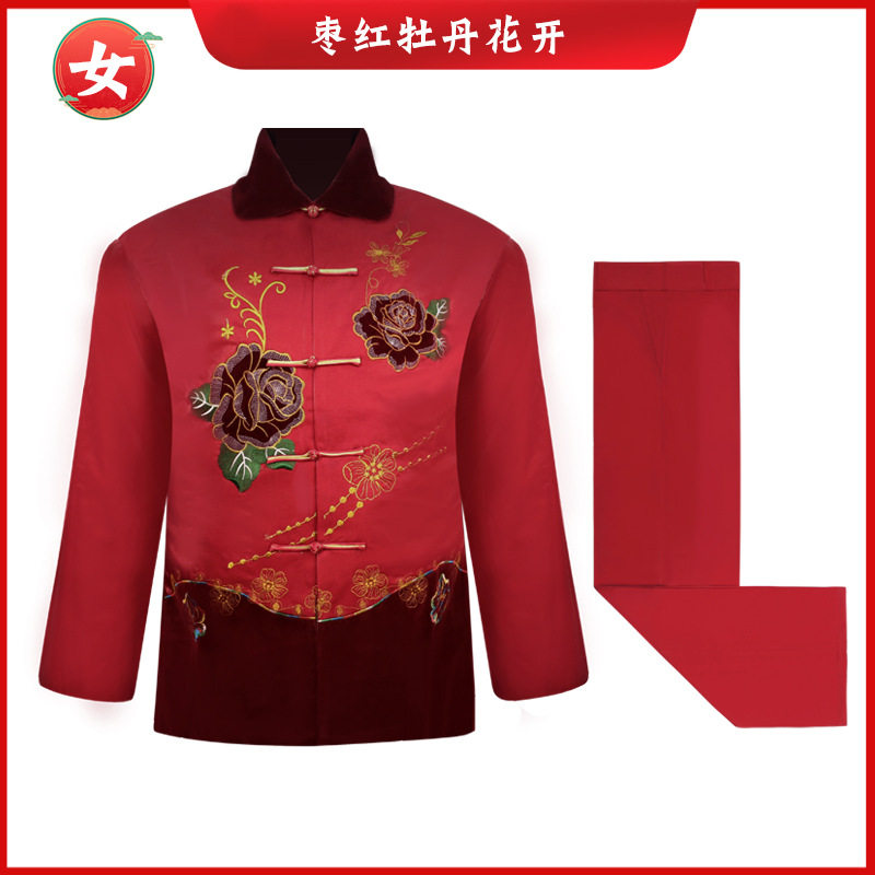 高档寿衣两件套男女款罩衣罩裤水晶棉老人白事逝世老年衣服殡葬白