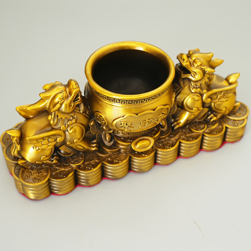 聚财阵黄铜摆件貔貅全铜皮丘怪兽工艺品摆饰开业送礼家居玄关摆放
