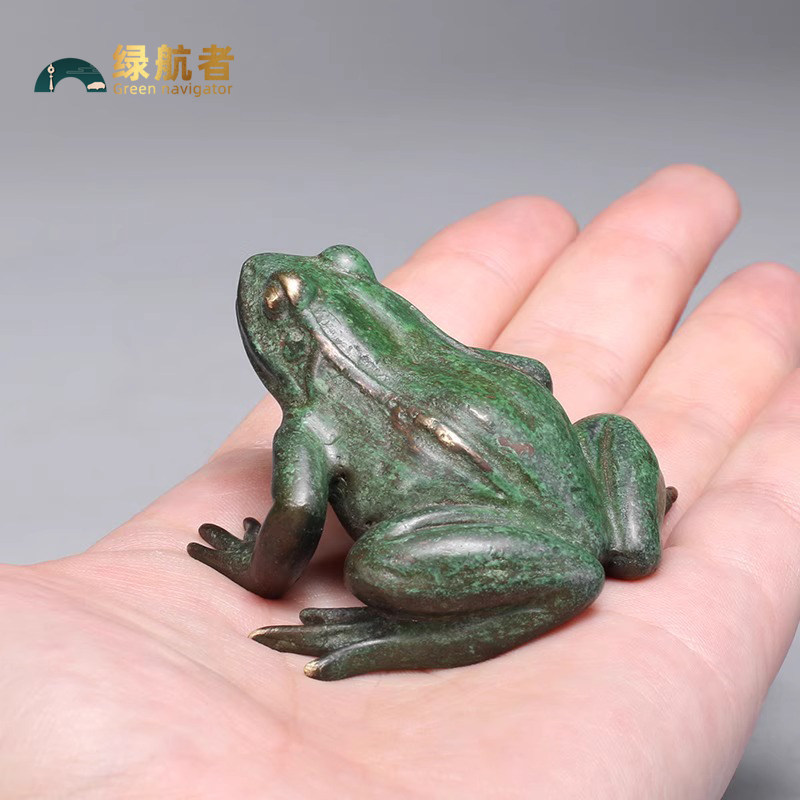 精黄铜把玩件青蛙手把件个性创意桌面小摆件禅意香插茶宠文玩礼品