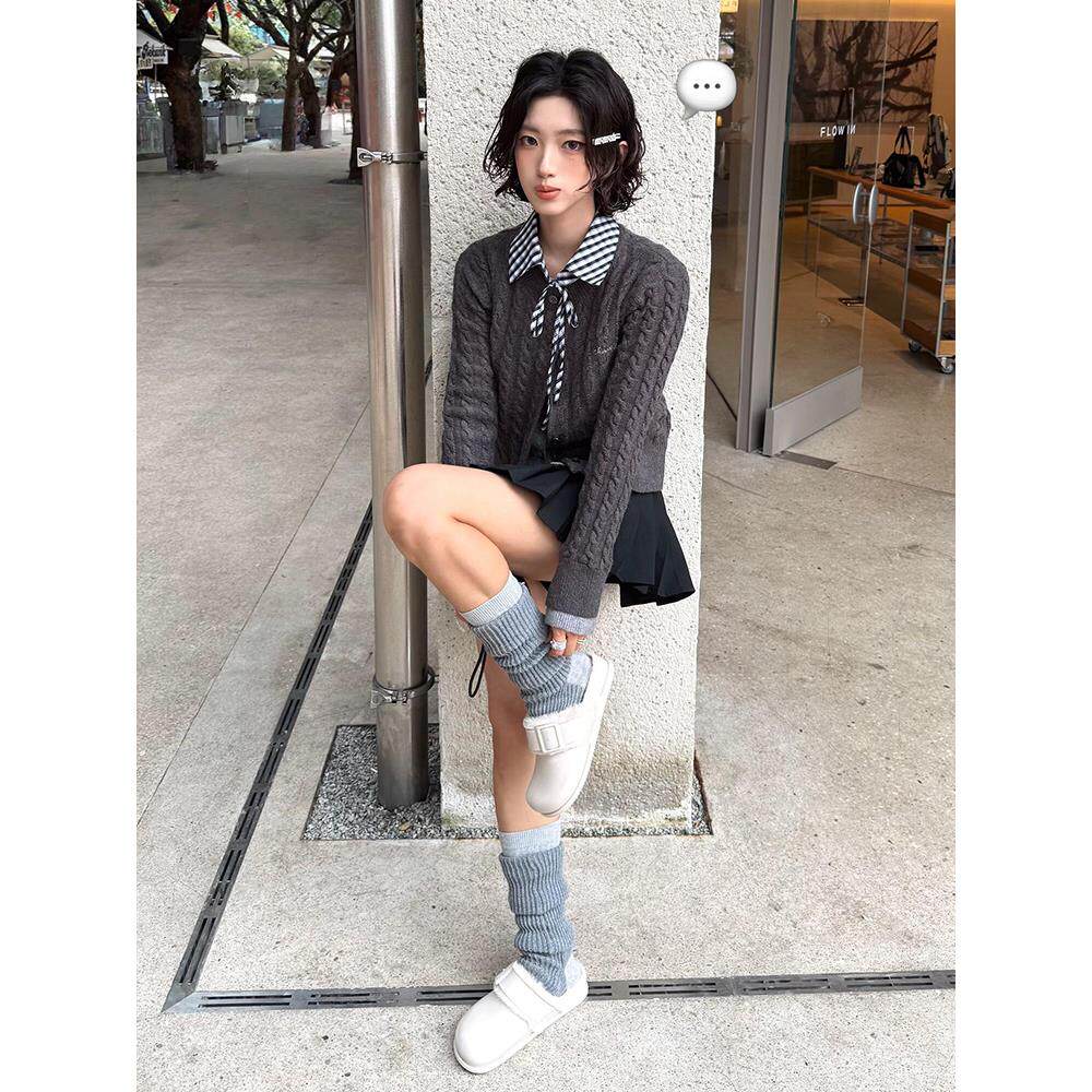 JOYIASS秋季穿搭一整套韩系设计师款小个子减龄学院风甜美毛衣针