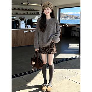 JOYIASS巨好看冬装一整套减龄穿搭御姐盐系轻熟风漂亮豹纹裙子毛