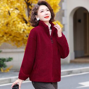 JOYIASS红色羊羔毛外套女加绒加厚2025新款今年流行爆款洋气减龄