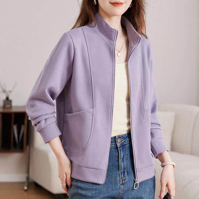 JOYIASS开衫纯色外套女秋2025年新款秋季宽松薄款卫衣洋气女装爆