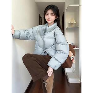 JOYIASS蓝色短款立领服女初冬2025独特漂亮绝美巨好看的面包服外