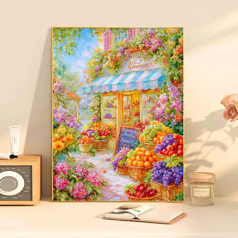 水果商店2025新款钻石画方钻满钻手工diy粘贴钻画十字绣客厅点钻,居家布艺,钻石绣,淘宝优惠券,粉丝福利购,淘宝优惠卷