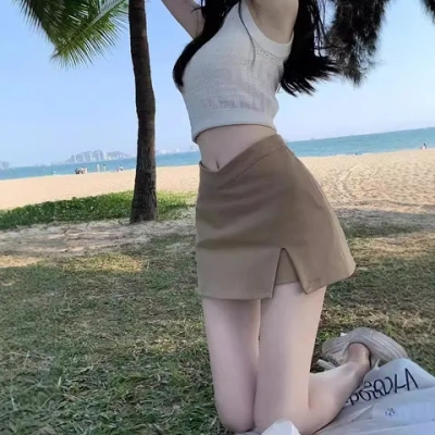 裙子半身裙黑色半裙高腰a字开叉迷你紧身辣妹短裙包臀春季性感女