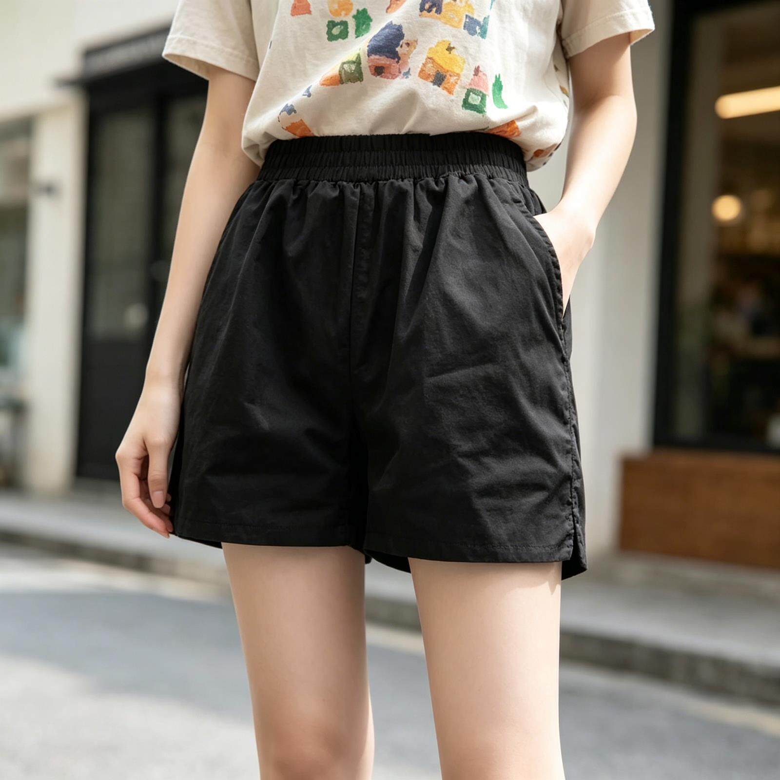新款休闲短裤女夏高腰宽
